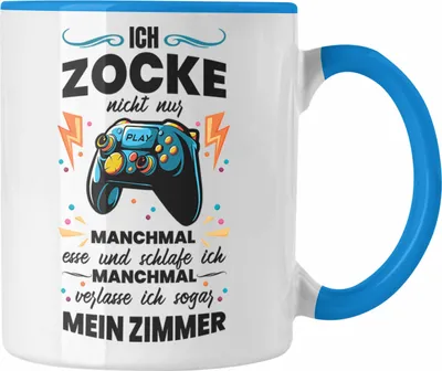Produktbild von Trendation - Lustige Gamer Tasse Ich Zocke Nicht Nur Geschenk Zocker Lustiger Spruch Geschenkidee Jungs (Blau)