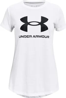 Produktbild von UNDER ARMOUR Sportstyle Logo kurzarm Trainingsshirt Mädchen 100 - white/black XS (122-127 cm)