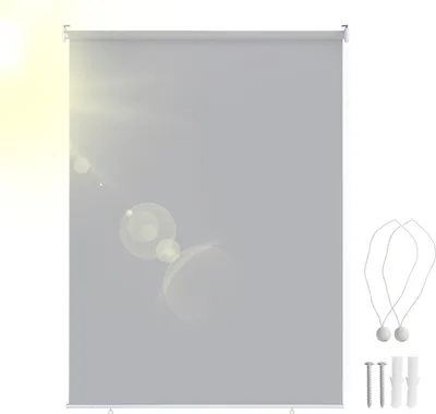 Immagine prodotto di Izrielar Set di 2 tende da sole verticali 180x140 cm Tenda da sole per balcone Grigio chiaro Protezione dalla vista Protezione solare Resistente ai raggi UV Impermeabile Balcone Terrazza
