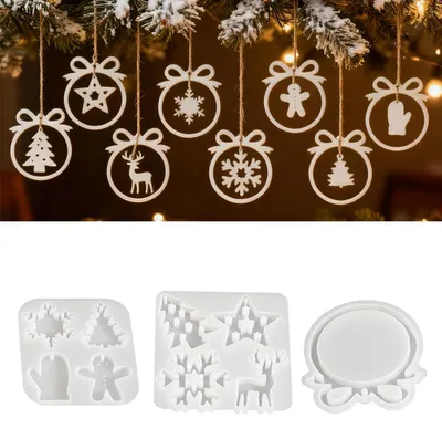 Immagine prodotto di Stampi in silicone a tema natalizio, set da 3 pezzi: albero di Natale, fiocco di neve, stella, renna, ideali per decorazioni