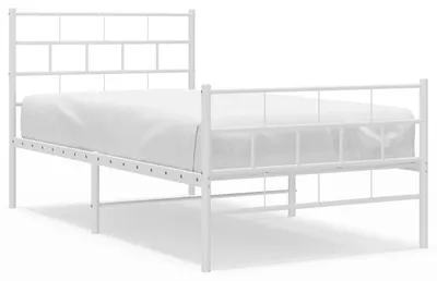 Obrázek produktu pro Postel s čelem a nohou kovová bílá 100x200 cm