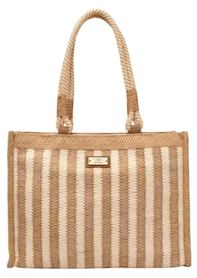 Produktbild von Gallantry, Sojos Damen-Shopper in gestreifter Strohoptik mit Schulterriemen, Beige