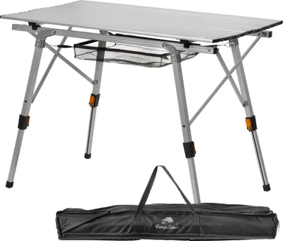 Produktbild von CampFeuer Campingtisch faltbar 90,5 x 51,5 cm, silber, Klapptisch mit Tragetasche, Höhenverstellbar