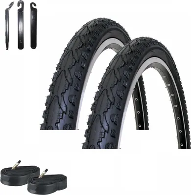 Produktbild von 2 x Kenda K-935 18"Fahrradreifen Fahrradmantel Schwarz 47-355 (18 x 1.75) + 2 passende Schläuche DV inkl. 3 Reifenheber
