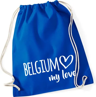 Produktbild von Huuraa Turnbeutel Belgium my love 12 Liter Bright Royal Baumwolle Rucksack Geschenkidee
