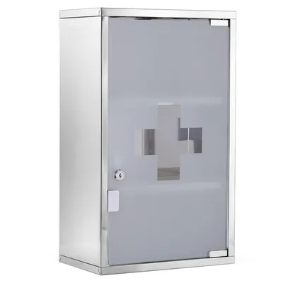Produktbild von HOMCOM Medizinschrank Arzneischrank mit Schloss Edelstahl 30 x 18 x 50 cm