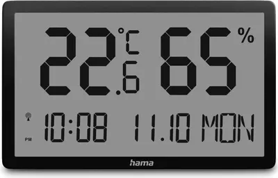 Immagine prodotto di Hama Thermometer und Hygrometer Lombok, digital, für innen, Schwarz (00222232)