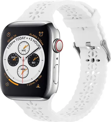 Produktbild von Strap-it Apple Watch Silikonarmband mit Muster (Weiß) - Große: 42 - 44 - 45 - 49mm