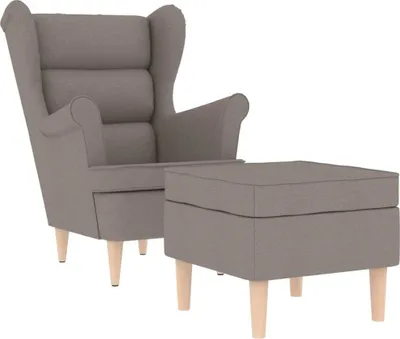 Produktbild von Sessel mit Fußhocker Taupe Stoff