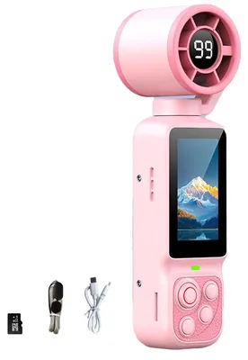 Produktbild von ZELURXX Fächer Gimbal Kamera HD Antivibration, 180° Drehlinse, Porträtfokus, 2000mAh, TF-Karte, Pocket Vlog Actionkamera Rosa