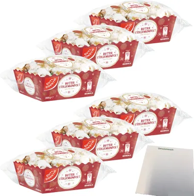 Produktbild von Gut & Günstig Butterstollenkonfekt ohne Marzipan mit 28 % Rosinen verfeinert 6er Pack (6x300g Packung) + usy Block