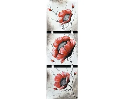Obrázek produktu pro Ručně malovaný obraz Červené květy 33 x 105 cm