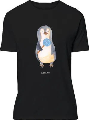 Produktbild von Mr. & Mrs. Panda Größe M T-Shirt Pinguin Lolli - Schwarz - Geschenk, Süß, Tshirt, Herren, Spruch, Heißhunger, Shirt, Naschen, Süßigkeiten, mit