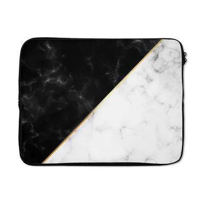 Produktbild von MuchoWow® Laptop Hülle 15 Zoll Marmor - Weiß - Schwarz - Gold Laptoptasche - Laptoptasche - Sleeve - Rundum-Schutz
