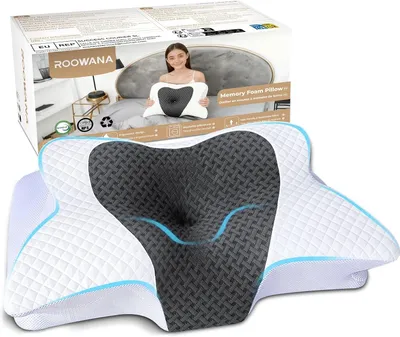 Productafbeelding van Hoofdkussen 61.7 x 37 x 13 cm, memory foam, grijs, voor nekpijn