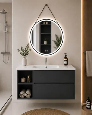 ORIGEN BATH ZEUS Badmöbel mit Waschbecken 100x40 cm, links, Graphit