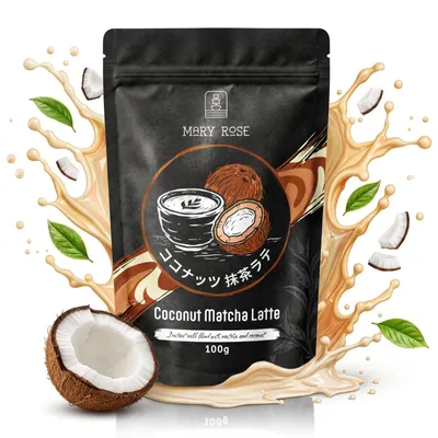 Produktbild von Mary Rose - Coconut Matcha Tee Latte 100g - Mit Matcha aus Japan und Kokosmilch Pulver - Instant Mix Für Iced Matcha - Ohne Zusatz, Von Palmöl