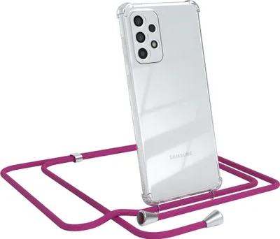 Produktbild von EAZY CASE Handykette kompatibel mit Samsung Galaxy A73 5G, Handyhülle mit Umhängeband, Handykordel, Schutzhülle Clear, Band in Rosa