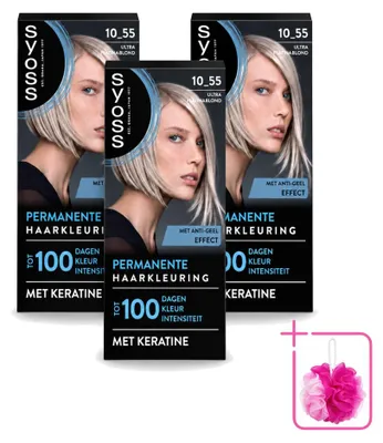 Zdjęcie produktu dla 3 sztuki farby do włosów SYOSS Permanent Coloration 10-55 Ultra Platinablond - zestaw ekonomiczny