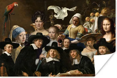 Produktbild von MuchoWow® Poster Alte Meister - Gemälde - Collage 120x80 cm - Bilder