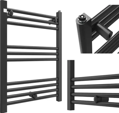 Obrázok produktu pre Granitan | Kúpeľňový radiátor PUERTO - 50/70 cm - Čierny - Moderný dizajn - Ohrievač uterákov