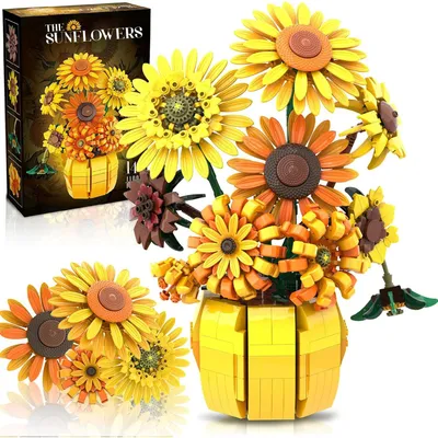 Produktbild von Blumen Set für Erwachsene, Van Gogh Drucke Kunst Botanische Kollektion Spielbausteine