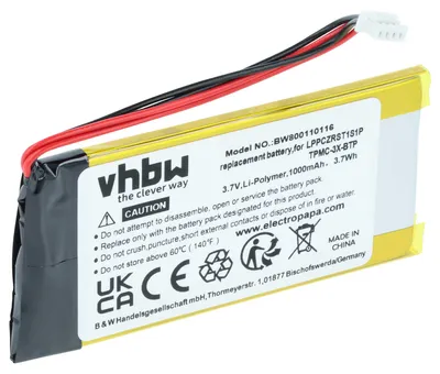 Produktbild von vhbw Akku Ersatz für Crestron LPPCZRST1S1P, TPMC-3X-BTP für Fernbedienung Remote Control (1000 mAh, 3,7 V, Li-Polymer)