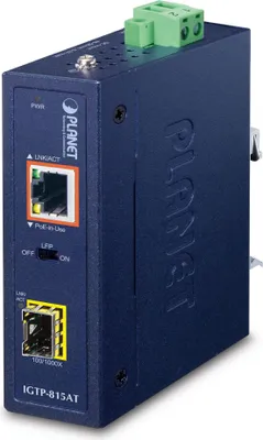 Zdjęcie produktu dla PLANET IGTP-815AT, 1000 Mbit/s, 10Base-T, 100Base-T, 1000Base-SX, 1000Base-T, 1000Base-BX, 1000Base-LX, 1000Base-SX, IEEE 802.3, IEEE 802.3ab, IEEE 802.3af, IEEE 802.3at, IEEE 802.3u, IEEE 802.3x, IEEE 802.3z, Gigabit Ethernet, 10,100,1000 Mbit/s