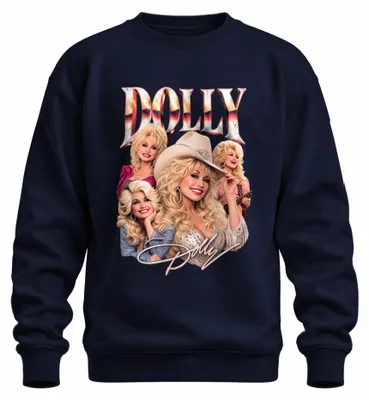 Productafbeelding van Dolly Parton, countrymuzieklegende, western cowgirl, sweatshirt/pullover, marineblauw, maat L