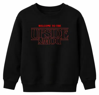 Produktbild von WELCOME TO THE UPSIDE DOWN Stranger Horror 80s Retro Kinder Sweatshirt Pullover, Schwarz, 104