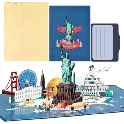 Produktbild von 3D Pop-Up Karte USA Reisegutschein Geschenkkarte für Amerika Reise oder Flitterwochen