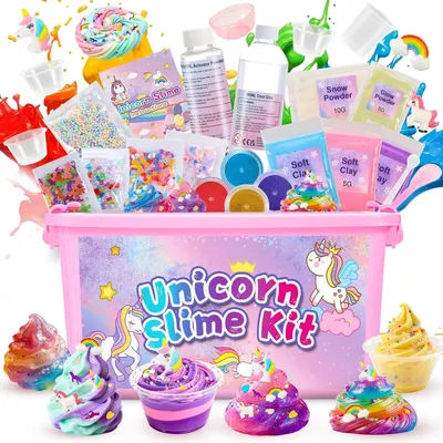 Immagine prodotto di Set di slime da 30 pezzi, contenitore rosa, glitter, polvere, per bambini