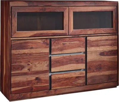 Image de MASSIVMOEBEL24 | Buffet avec vitrine 150x40cm - Palissandre laqué Noble unique SYDNEY #103