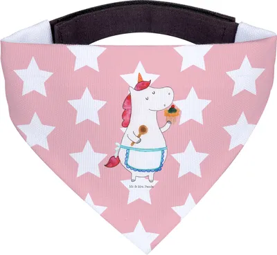 Produktbild von Mr. & Mrs. Panda Hundehalstuch Einhorn Küche - Rot Pastell - Geschenk, Träumen, Hunde-Halstuch, Halstuch Für Hunde, Torte, Koch, Motivation, Hund, Unicorn, Kuchen, Tuch