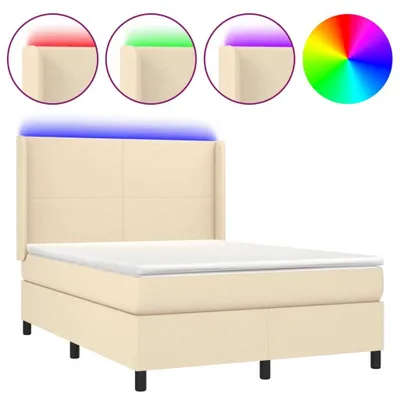 Produktbild von vidaXL Boxspringbett mit Matratze & LED Creme 140x200 cm Stoff