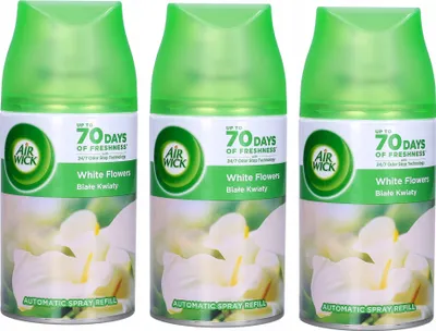 Image de Air Wick Freshmatic Fleurs blanches Diffuseur de parfum pour distributeurs automatiques 3 x 250ml