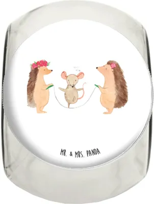 Produktbild von Mr. & Mrs. Panda Lebensmittelbehälter Igel Seilhüpfen XL 2000ml - Weiß - Geschenk, Kaffeedose, Seilspringen, Kindergarten, Teedose, Frischhaltedose, Kinder, Bonboniere