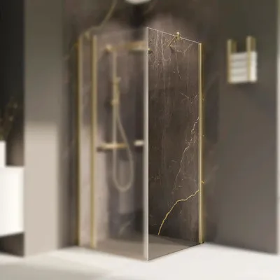 Produktbild von Seitenwand für Drehtür BREUER Elana 2.0 rund 80 cm Profil gold Klarglas Seitenwandanschlag rechts