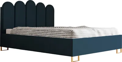 Produktbild von Schlafzimmer-Polsterbett MALAGA, Gepolstertem Kopfteil, Hochwertiger ELEMENT Polsterstoff, Bettkasten mit Gasdruckfeder, Komfortable Betthöhe 39 cm, 120x200 cm Blau