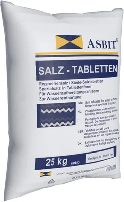Produktbild von 25 kg Salztabletten - Regeneriersalz - Siedesalz für Enthärtungsanlagen / Entkalkungsanlagen nach DIN EN 973 Typ A