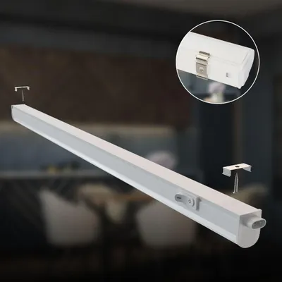 Produktbild von LED Leiste mit Ein/Aus-Schalter, neutralweiße Lichtfarbe, Unterbauleuchte Küche, LED Lichtleiste Küche, Schrankbeleuchtung, Lampe, 58,5x2,2x3cm, Weiß