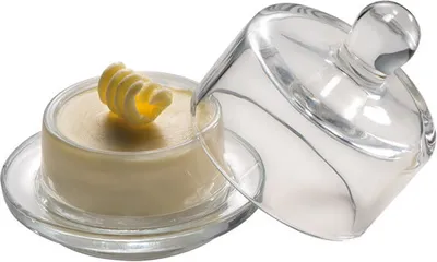 Produktbild von APS Butterservierer 15925 aus Glas mit Glochè ØxH: 9 x 9 cm