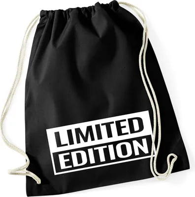 Produktbild von Huuraa Turnbeutel Limited Edition Schriftzug 12 Liter Black Baumwolle Rucksack Geschenkidee
