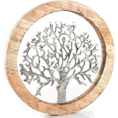 Produktbild von Wandbild Lebensbaum aus Holz & Metall 25 cm braun silber