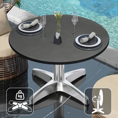 Produktbild von CPBL | Compact Loungetisch | Ø:H 60 x 42 cm | Anthrazit / Aluminium | Klappbar | Zusatzgewicht | Bistro Loungetisch Gastro Tisch