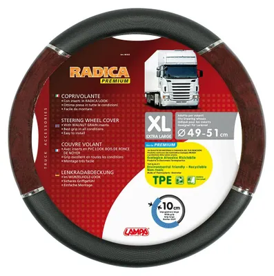 Produktbild von LAMPA 98763 Radica Lenkradbezug TPE Ø49-51cm Schwarz Braun Lenkradhülle