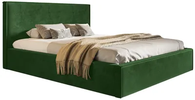 Produktbild von Polsterbett mit Bettkasten 200x200 Kyoto - Metall Lattenrost, Kopfteil - Doppelbett, Samtstoff, Grün