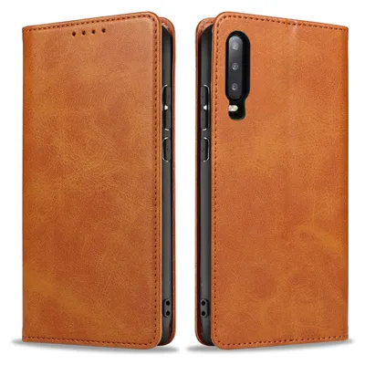 Produktbild von Handyhülle für Huawei P30 Kunstleder Flip Cover Hülle Klapphülle Case Kartenfach Farbe: Hellbraun