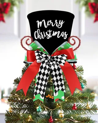 Image de TRANKIELO® - Décoration de sapin de Noël noire, 25 cm, avec motif de pain d'épices et nœud à carreaux - Fabriquée en feutre durable et en soie