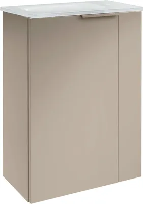 Produktbild von FACKELMANN SBC B.PARIS Gäste WC Waschtisch Set 45 cm breit, Grau, Glasbecken Weiß, Türanschlag links  Perfekte Kombination aus Stil und Funktionalität für Dein Badezimmer